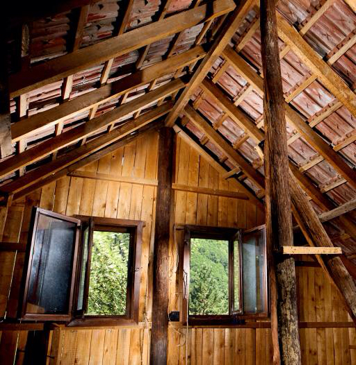 de madera, casa, ventanas, cabina Nikola Spasenoski (Kokimk)
