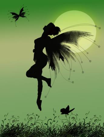 de hadas, verde, luna, mosca, alas, mariposa Franciscah - Dreamstime