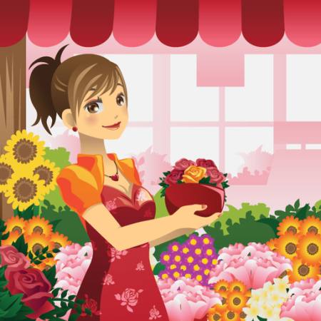 mujer, flores, tienda, rojo, chica Artisticco Llc - Dreamstime