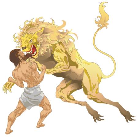 león, hércules, amarillo, lucha, animales Christos Georghiou - Dreamstime