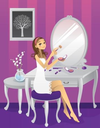 la mujer, maquillaje, árbol, espejo, escritorio Artisticco Llc - Dreamstime