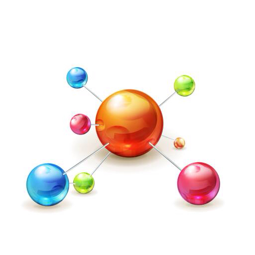 átomo, bola, bolas, color, colores, naranja, verde, rosa, azul Natis76
