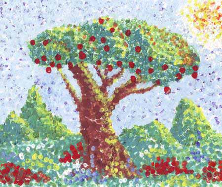 de árboles, frutas, rojo, jardín, pintura, arte Anastasia Serduykova Vadimovna - Dreamstime