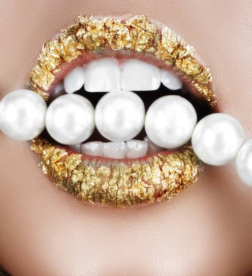 la boca, perla, perlas, los dientes, el oro, los labios, oro, mujer Luba V Nel (Lvnel)