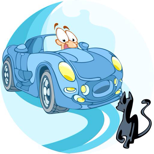 coche, coche, gato, animal Verzhh