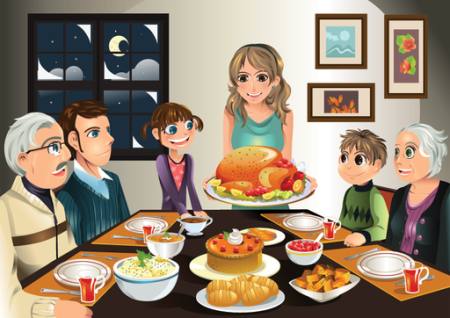 la cena, pavo, familia, mujer, niña, comida Artisticco Llc - Dreamstime