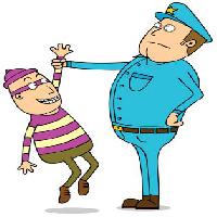 Pixwords La imagen con de la policía, ladrón, máscara, azul, arresto, hombre, hombres zenwae - Dreamstime