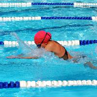 Pixwords La imagen con de la nadada, nadador, rojo, cabeza, mujer, deporte, agua Jdgrant
