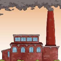 Pixwords La imagen con el humo, fábrica, edificio Dedmazay - Dreamstime