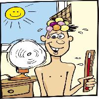 Pixwords La imagen con sol, hombre, persona, ventilador, ventana, termómetro, helado, desnuda Igor Zakowski (Izakowski)