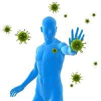 Pixwords La imagen con de virus, la inmunidad, azul, hombre, enfermos, bacterias, verde Sebastian Kaulitzki - Dreamstime