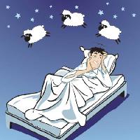 Pixwords La imagen con del sueño, las ovejas, las estrellas, la cama, hombre Norbert Buchholz - Dreamstime