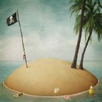 Playa, bandera, pirata, isla Annnmei - Dreamstime