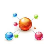 Pixwords La imagen con átomo, bola, bolas, color, colores, naranja, verde, rosa, azul Natis76