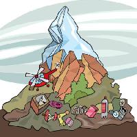 Pixwords La imagen con de la montaña, hielo, basura, interruptor Igor Zakowski - Dreamstime