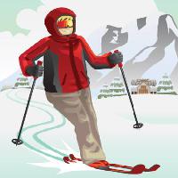 de esquí, invierno, nieve, montaña, playa, rojo Artisticco Llc - Dreamstime