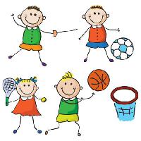 Pixwords La imagen con niños, deportes, fútbol, ​​tenis, baloncesto Aliona Zbughin - Dreamstime