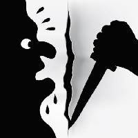 Pixwords La imagen con asesino, cuchillo, con cicatrices, negro, mano, sostenido, el sudor Robodread - Dreamstime