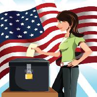 EE.UU., bandera, voto, mujer Artisticco Llc - Dreamstime